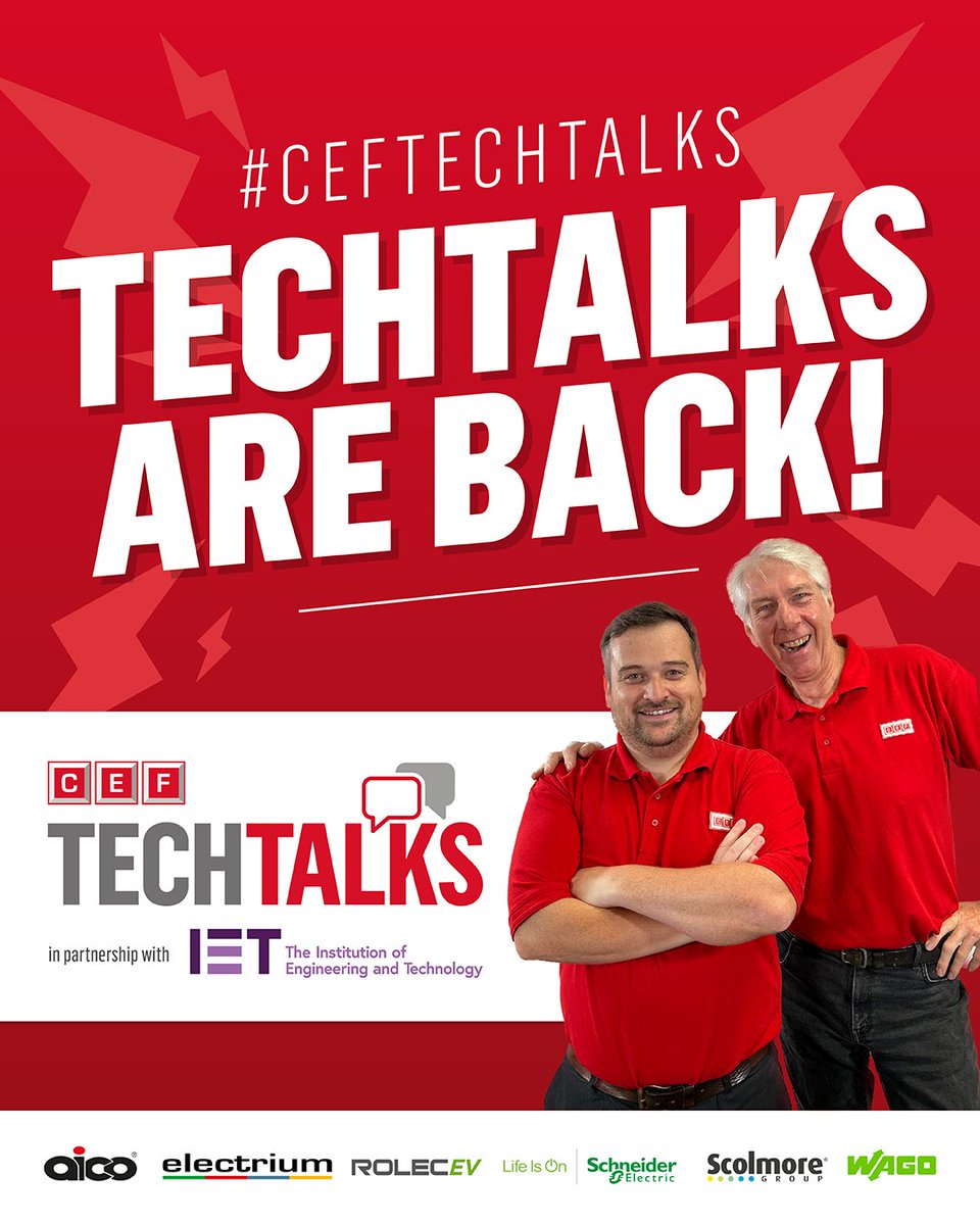 Keep current with all-new #CEFTechTalks! 

Designed by electricians for electricians, this FREE series is filled with fresh topics to supercharge your expertise and contribute to your CPD credits. Join us across 24 UK locations, find out more here brnw.ch/21wBQpy