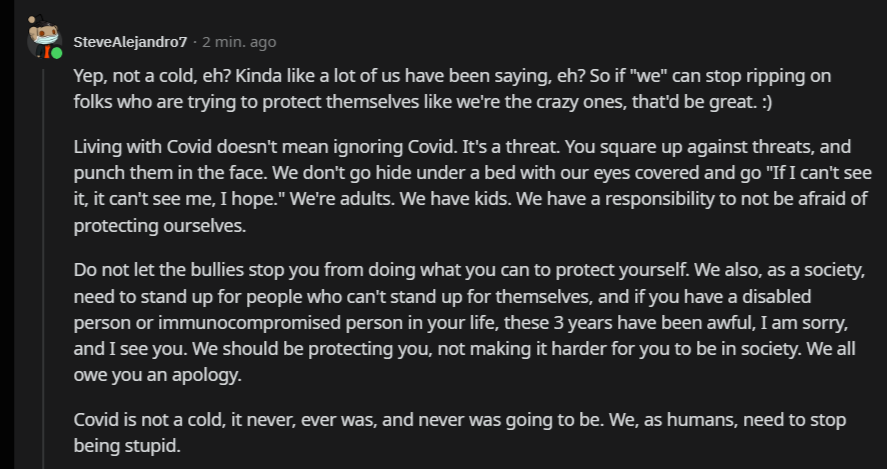 SteveTheBookGuy's tweet photo. Living with Covid does not mean ignoring Covid. It means squaring up against a threat, not hiding under a bed. We owe it to ourselves and our children to stand up for them and ourselves. Do not let the bullies win. Do what you know is right. Survive friends, survive. :) https://t.co/vZMGncneTW