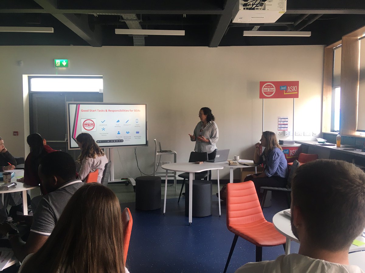 RoisinOGrady2's tweet photo. @mtuanseo Student Engagement Associates (SEAs) training started today @MTU_ie . The #AnSEO team are looking forward to working with another great group of students. Already started the prep work for rolling out a welcome mat for our new incoming students. Some #MTUGoodStart tips https://t.co/c07VSAwhKO