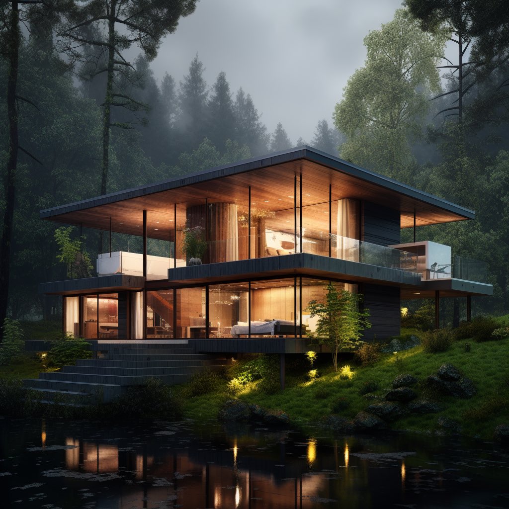 ArsitekturAI's tweet photo. House of nature, style of legendary architec, Renzo Piano.
#housedesign #architectAI #natureAI #midjourney #architectural #architecture #renzopiano #design https://t.co/ZKaFRB2XiC