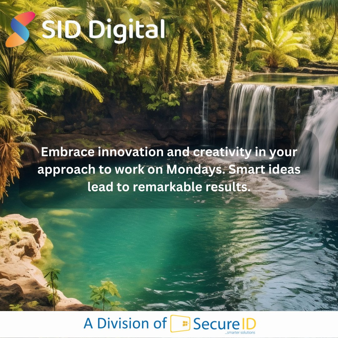 SIDDigital_ng's tweet image. &quot;Embrace innovation and creativity in your approach to work on Mondays. Smart ideas lead to remarkable results.&quot;

#SIDDigital #DigitalSolutions #Fintech #FutureofFinance 
#DigitalPayments #Innovation #SecureID #DigitalTransformation