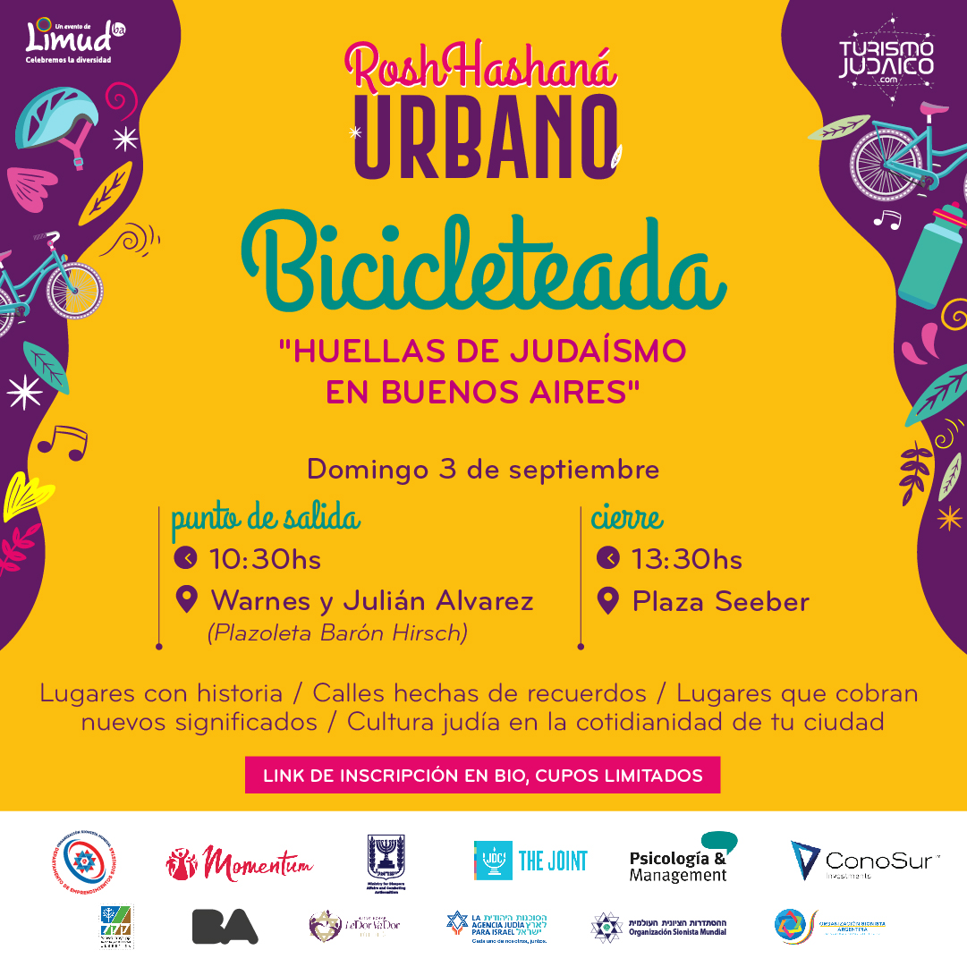 ¡La bicicleteada de Rosh Hashaná Urbano ya es todo un clásico! Junto a <a href="/turismojudaico/">Turismo Judaico</a> te invitamos a sumarte el Domingo 3 de Septiembre para recorrer distintos puntos de la ciudad que son parte de nuestra identidad💜
Inscribite acá: bit.ly/BicicleteadaRH…