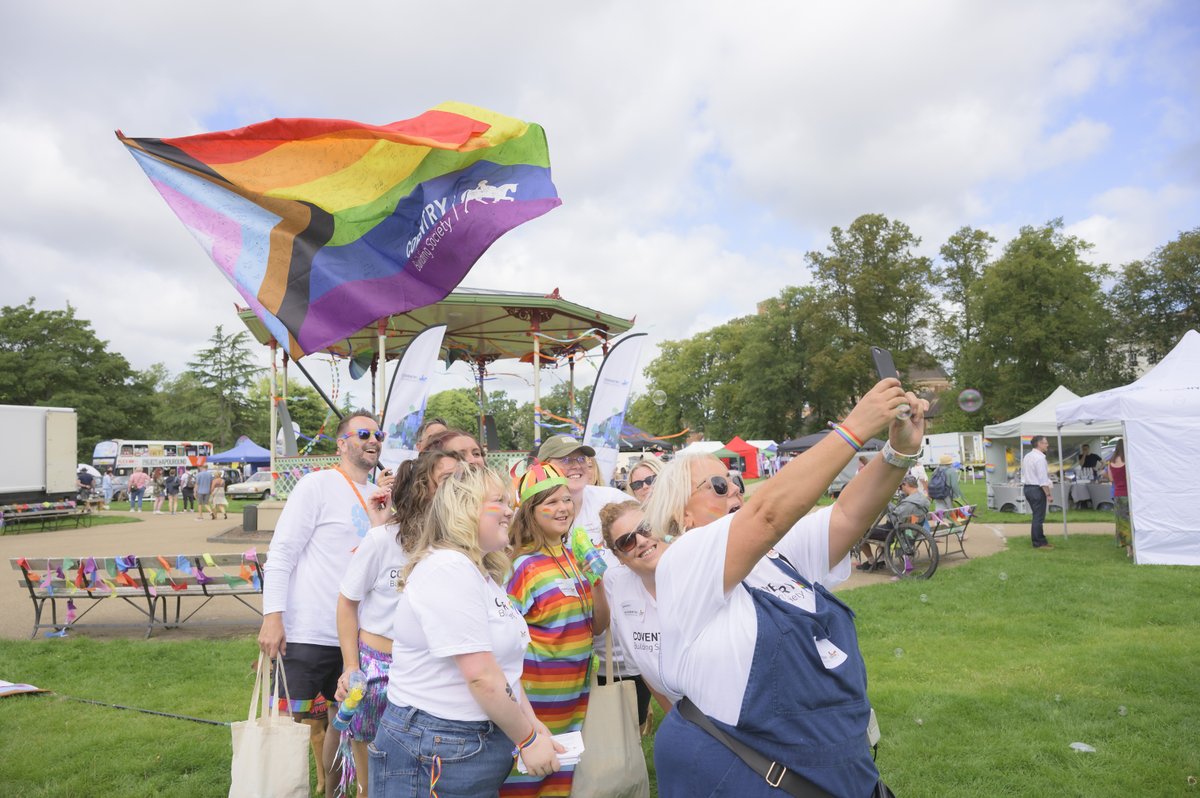 CoventryBS's tweet photo. Colleagues from our #RainbowNetwork had a fabulous day at Warwickshire Pride on Saturday alongside @centrepointuk & StBasils, celebrating with so many new & familiar faces. 🏳️🌈
Thanks to everyone who helped to make it a very special day in sunny Leamington Spa. 💙 https://t.co/am4J6WwRWU