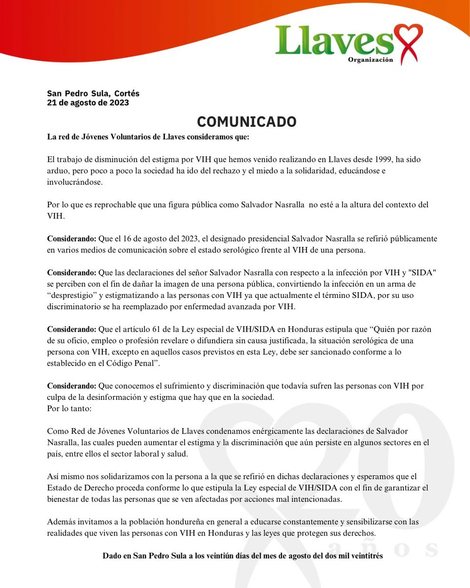 LLAVES_ORG's tweet photo. La revelación del diagnóstico de VIH sin consentimiento es violacion a sus derechos humanos.

Comunicado emitido por la red de jóvenes voluntarios de Llaves 

#llaves #comunicado #difuncion #Derechohumanos #VIH https://t.co/cVj0WqMl7z