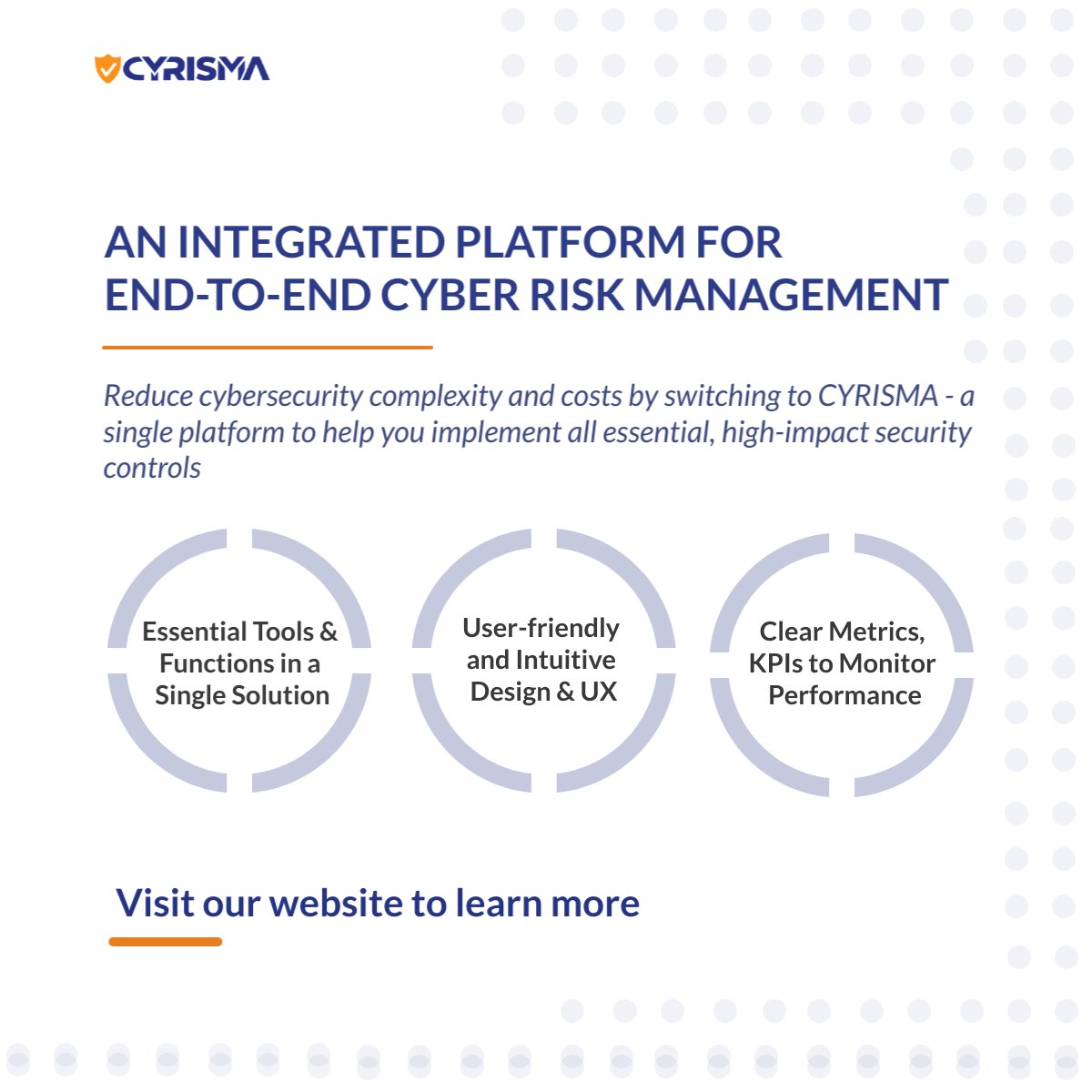 CYRISMA_USA's tweet photo. Reduce #cybersecurity complexity and costs with CYRISMA - a single platform to help you plan and implement an effective cyber risk management program focused on clear, measurable outcomes. Book a demo today: https://t.co/tkkAJoGIh7 https://t.co/uPTURpWvsm