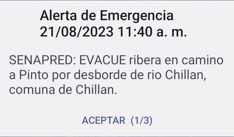 Chillan140's tweet photo. AHORA EN CHILLÁN.
Se activa alarma por desborde de Río Chillán 🚨 https://t.co/m7hYirAzQX
