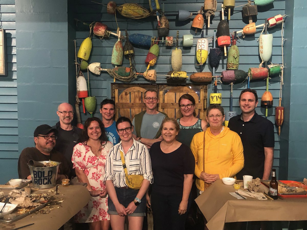 ZornLab's tweet photo. 19th International Xenopus Conference organizers and staff @SaterAmy @buenoscience @nicoleedwds @Xenbase after a fantastic crab meal on Chesapeake bay #frogfest23 https://t.co/z7ORn1jldZ