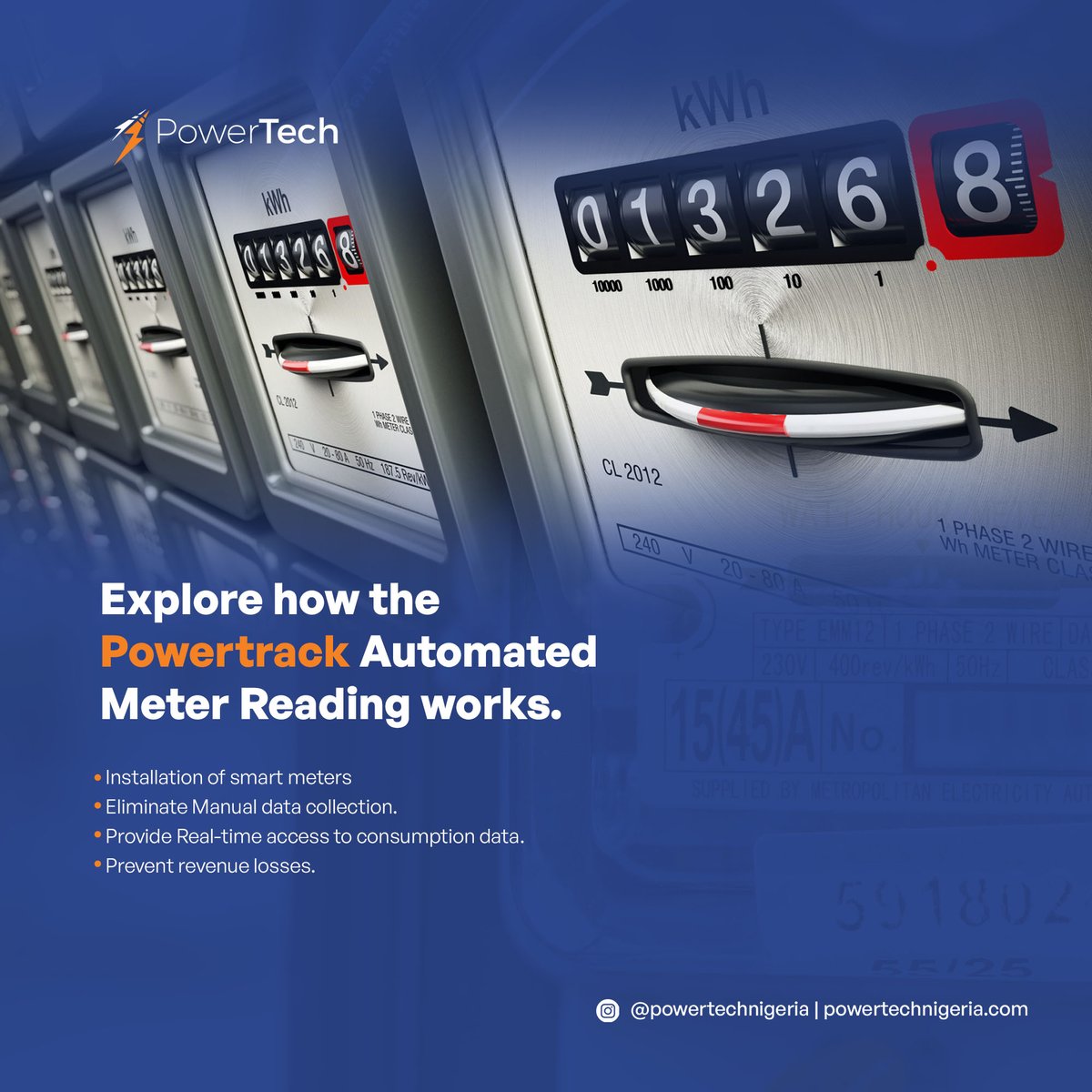 The PowerTrack AMR process involves the installation of smart meters that communicate data wirelessly to a centralized system.

To learn more about our PowerTrackAMR Solution, visit powertechnigeria.com for more.
#PowerTrack #Powertech #powersolution #automatedmetersolution