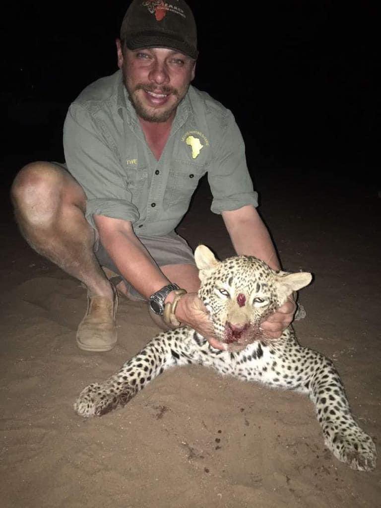 XposeTrophyHunt's tweet photo. Hunting is Lirtwe Isias Lemmer's 'passion.' This leopard was hunted in Botswana. This is what's done to Africa's precious wildlife by these killers. It makes one weep. 🤬RT
#BanTrophyHunting
@_Pehicc @SARA2001NOOR @Angelux1111 @Gail7175 @DidiFrench @PeterEgan6 @RobRobbEdwards https://t.co/B1zQuCOetY