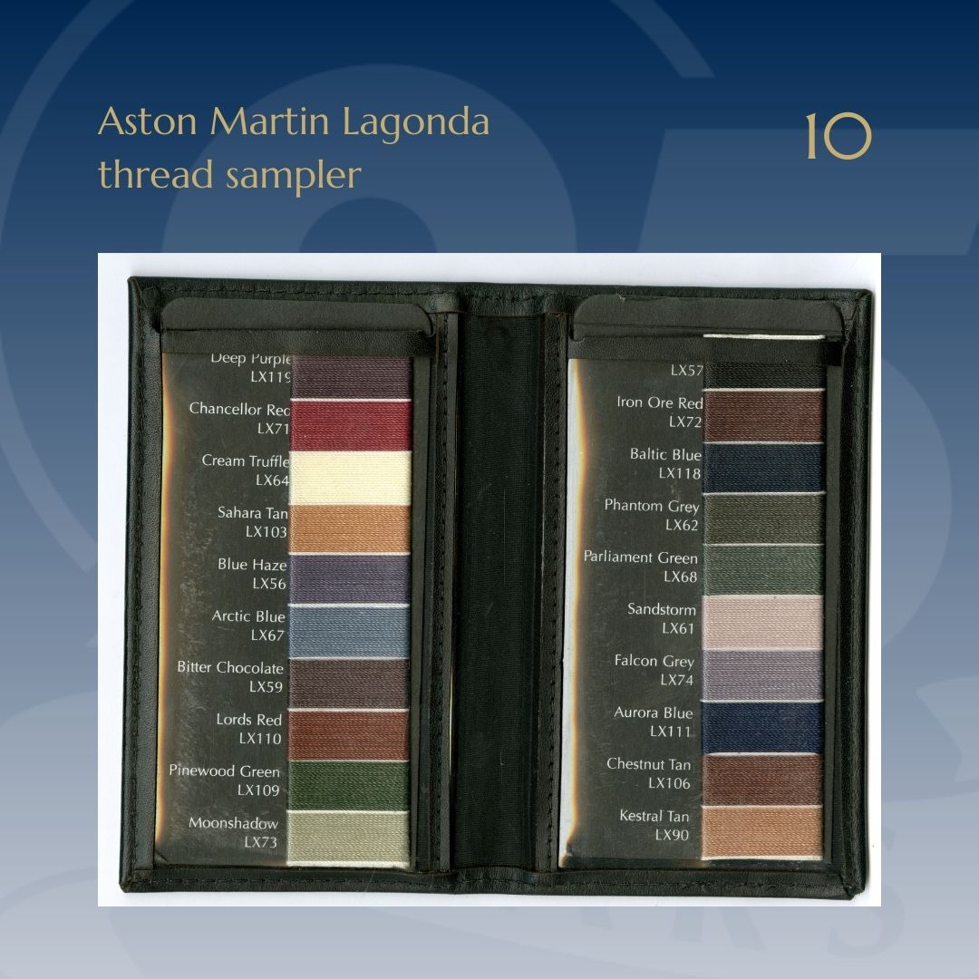AMHTOfficial's tweet photo. #10. Who knew different colour threads have individual names too!
Handcrafted parts are such an important piece of Aston Martin's history. This thread range shows just a handful of the options you could choose from. What colour would you pick?
#25Years25Objects #AMHT25 https://t.co/phTZR9tAcr