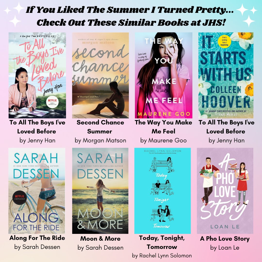library_jhs's tweet photo. Are you Team Conrad or Jeremiah? 🐚✨Dive into Jenn Han's sizzling Summer I Turned Pretty Series, THE must-read on our shelves, to pick your side! Already finished the series? Check out some similar picks available in the JHS library and Sora app! #JeffReads #JHSLibrary https://t.co/O8MDz9zkPm