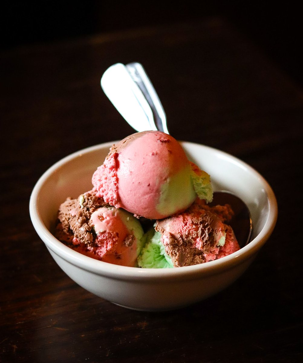 It‘s #NationalSpumoniDay! 🥄 Spumoni originated in Naples, Italy and was introduced to the United States in the 1870s. Stop in to enjoy creamy swirls of pistachio, rich chocolate, and luscious cherry, all harmoniously blended together in every spoonful. 🍒🍫

#DeGidios #Spumoni