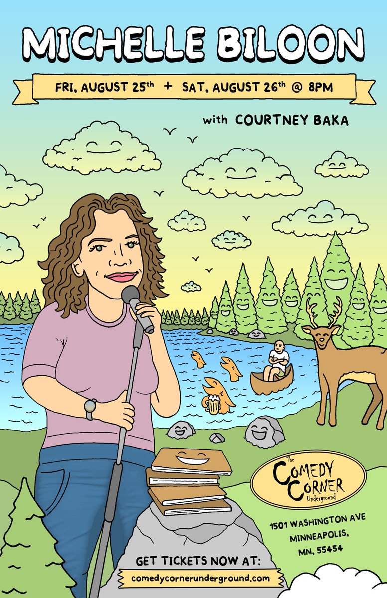 Michelle Biloon (she/her) (@biloon) on Twitter photo Twin Cities! I’m at <a href="/TheCCU/">The Comedy Corner Underground</a> this weekend Fri 8/25 8pm + Sat 8/26 8pm. These shows will sell out so get tix! It’s gonna be a great time and after we can eat cheese curds.
Fri 8pm tix: tinyurl.com/CCUFri8pm
Sat 8pm tix: tinyurl.com/CCUSat8pm
Poster <a href="/raminnazer/">Ramin Nazer</a>. Twin Cities! I’m at <a href="/TheCCU/">The Comedy Corner Underground</a> this weekend Fri 8/25 8pm + Sat 8/26 8pm. These shows will sell out so get tix! It’s gonna be a great time and after we can eat cheese curds.
Fri 8pm tix: tinyurl.com/CCUFri8pm
Sat 8pm tix: tinyurl.com/CCUSat8pm
Poster <a href="/raminnazer/">Ramin Nazer</a>.