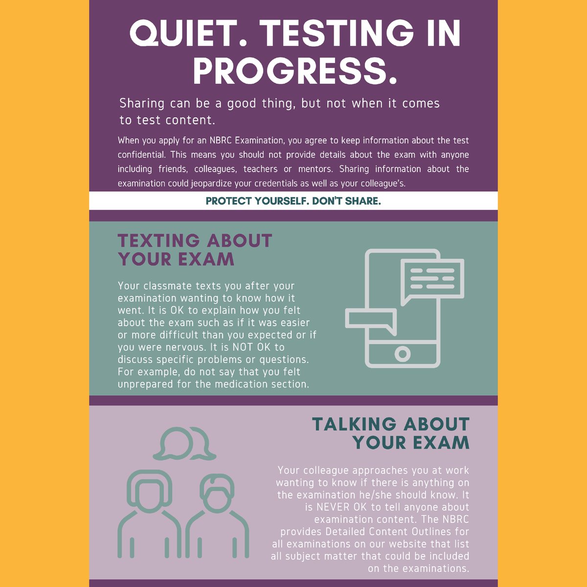 NBRC_tweets's tweet photo. With school starting up, it's a good time to remind everyone about exam security. We're proud to provide you with testing options that fit your needs. No matter which option you choose, our exam security protocols always apply. #RespiratoryTherapists #backtoschool https://t.co/w0FxePaziY