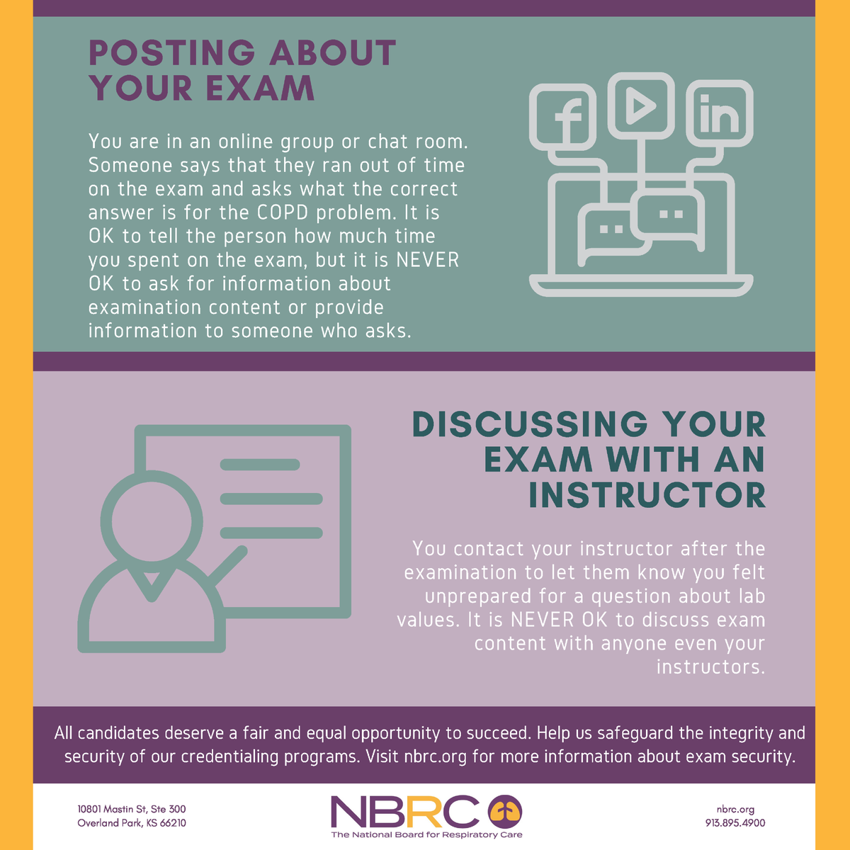 NBRC_tweets's tweet photo. With school starting up, it's a good time to remind everyone about exam security. We're proud to provide you with testing options that fit your needs. No matter which option you choose, our exam security protocols always apply. #RespiratoryTherapists #backtoschool https://t.co/w0FxePaziY