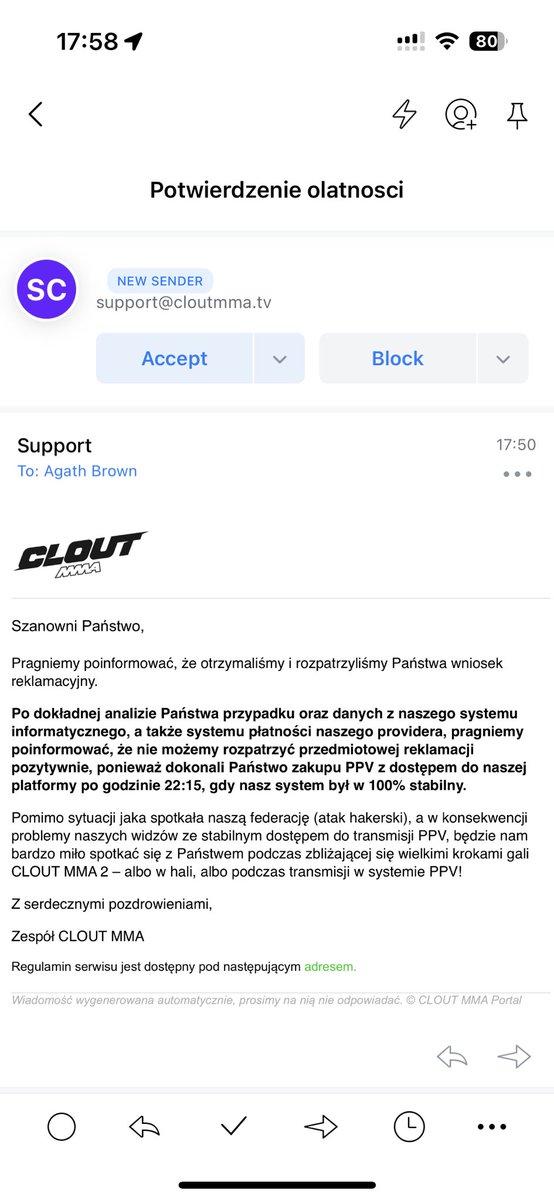 Agath_Brown's tweet photo. #cloutmma @cloutmma serio, teraz będziemy się obrzucać screenami? Ja pierdole, jaka to jest żenada z waszej strony. Dalibyście chociaż numer telefonu bo mailowo to będzie trwało wieki @konopskyy @t_dzialowy @REVOtoja https://t.co/dVvh4kuz63