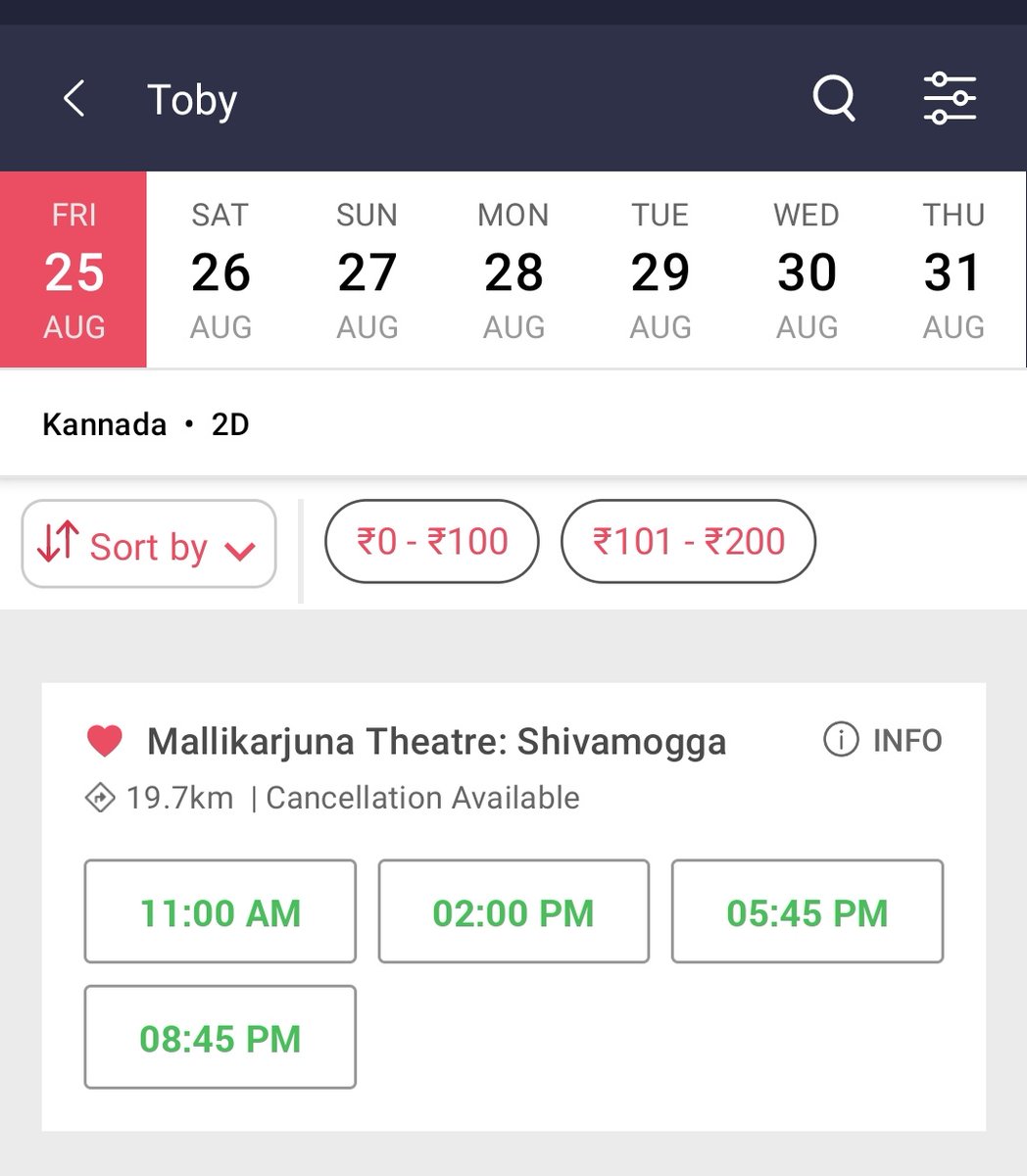 #TOBY Shivamogga single screen Mallikarjuna Theater booking open now

 𝐈𝐍 𝐂𝐈𝐍𝐄𝐌𝐀𝐒 𝟐𝟓 𝐀𝐔𝐆𝐔𝐒𝐓, 𝟐𝟎𝟐𝟑

 @rajbshettyOMK #BasilALChalakkal @Chaithra_Achar_ @samyuktahornad #PraveenShriyan @m3dhun @lighterbuddha @AgasthyaFilms @SmoothSailors1 @KvnProductions
