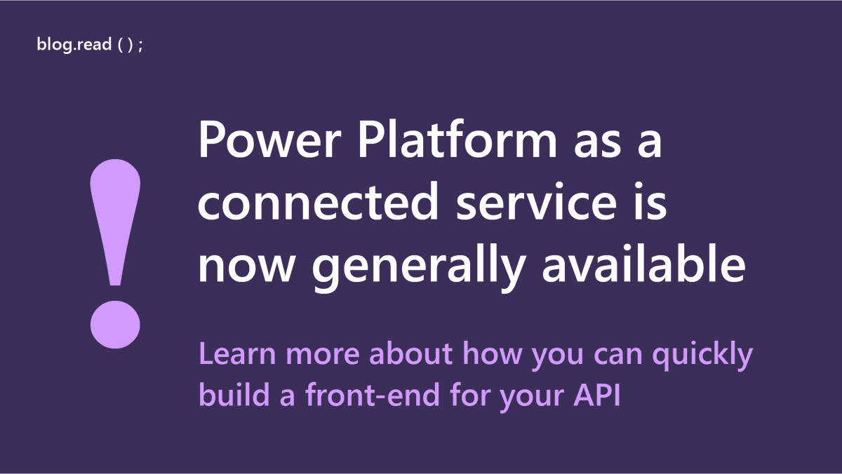 VisualStudio's tweet image. Now available in a Visual Studio near you—Power Platform connected services! Discover how to bring even more power to your projects: msft.it/601693Txq #PowerPlatform