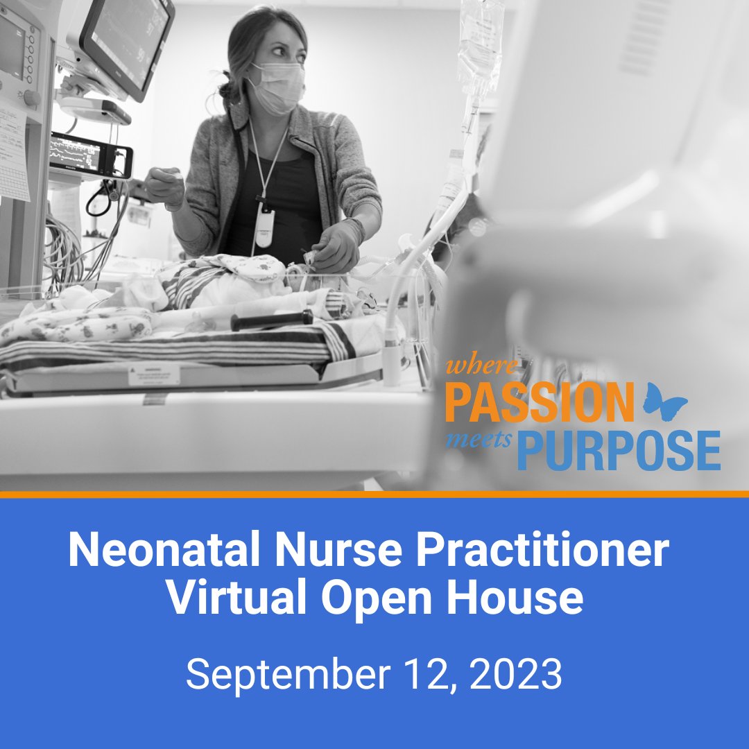 On September 12, join us for our Neonatal Nurse Practitioner Virtual Open House! At this virtual event, you'll learn about our career opportunities, speak with a hiring manager, and hear about our new Fetal Care Center. Learn more and register at bit.ly/45cuSTb