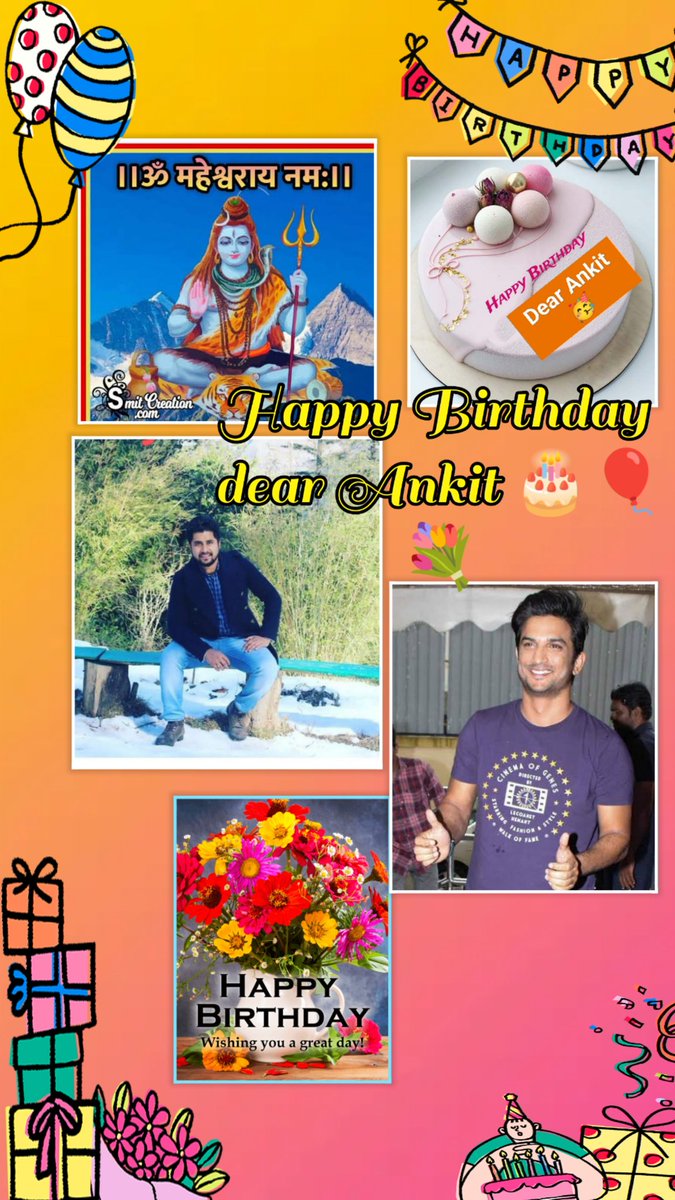 @NehaT1923 @SSRkaFan Happy Birthday dear Ankit @SSRkaFan 🎂🎊🥳🎈✨🍫
Hope this day brings you what your heart desires for🙌

May Lord Shiva 🔱 bless you immensely with happiness, love, luck, good health and prosperity 🙏💐

Hope you have enjoyed ur day to the fullest ✌️

CBI4SSR Three Years