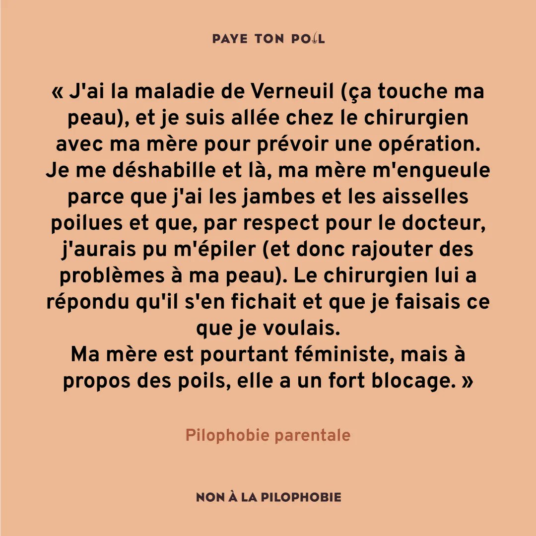 TonPoil's tweet photo. #PayeTonPoil 
Pilophobie familiale

#epilation #pilosite #pilophobie #moncorpsmonchoix #temoignage #bodypositivity #bodyhair #poils #feminisme #emancipation #bodypositive #futureisfemale #thefutureisfeminist #bodyhairdontcare #noshavenoshame #normalizebodyhair https://t.co/66Jumy2wqm