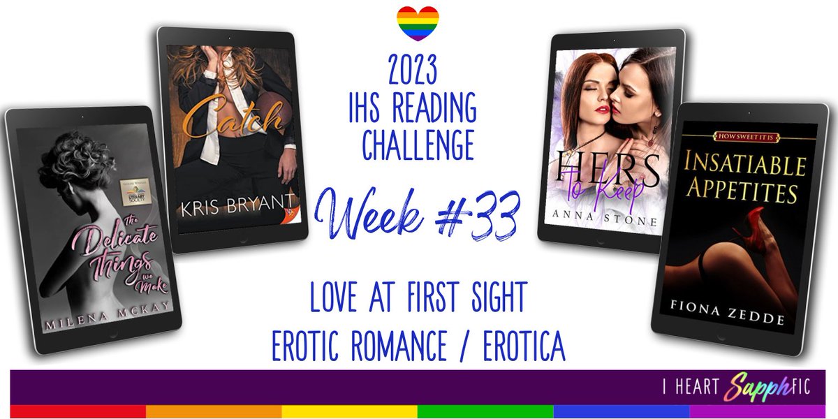 It’s Erotica Week on I Heart SapphFic Check out IHS for Sapphic book recs & 8 are on sale including authors: @kc_luck_author @fionazedde @SuzeSnowAuthor @Elizalesbian @RileyRosErotica @samkestrel555 Deets here: bit.ly/3OMBkJX #SapphicFiction #Lesfic #QueerReads