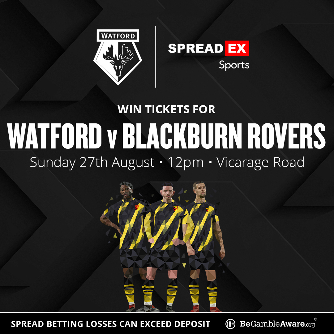 SpreadexSport's tweet photo. 🚨Competition Time🚨

How do you fancy winning tickets for @WatfordFC 🆚 Blackburn?🎟️

For the chance to win two tickets🏆

1⃣ Follow us + Retweet this tweet!♻️
2⃣ Enter your details in the entry form below⤵️
https://t.co/BHa7ks77CN

TS&amp;C's apply https://t.co/i4ZFwQXOVq