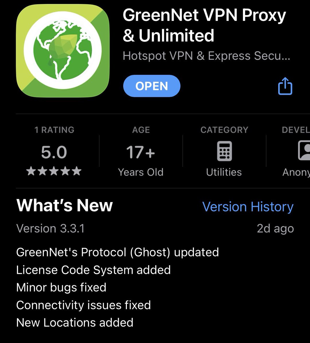GreenNetVPN's tweet photo. ✅iOS update 3.2.2 is out.
GreenNet VPN’s  own protocol “ghost” is updated in all of locations and very soon all 50 locations will able to to use this protocol on iOS! 
- A bug where diconnnect button would not work is fixed. https://t.co/fMYnuJ8cB4