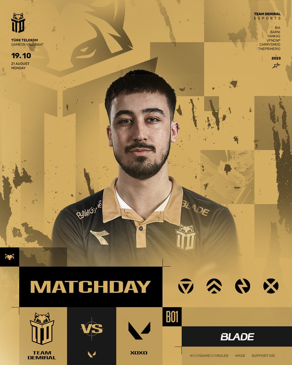 VALORANT takımımız GameON turnuvasındaki ilk maçına çıkıyor.

⚔️ XOXO
⏰ 19.10
🗺️ BO1
📺 Yayın bulunmamaktadır.

Başarılar takım! 👊

#M28 | #OurGameOurRules