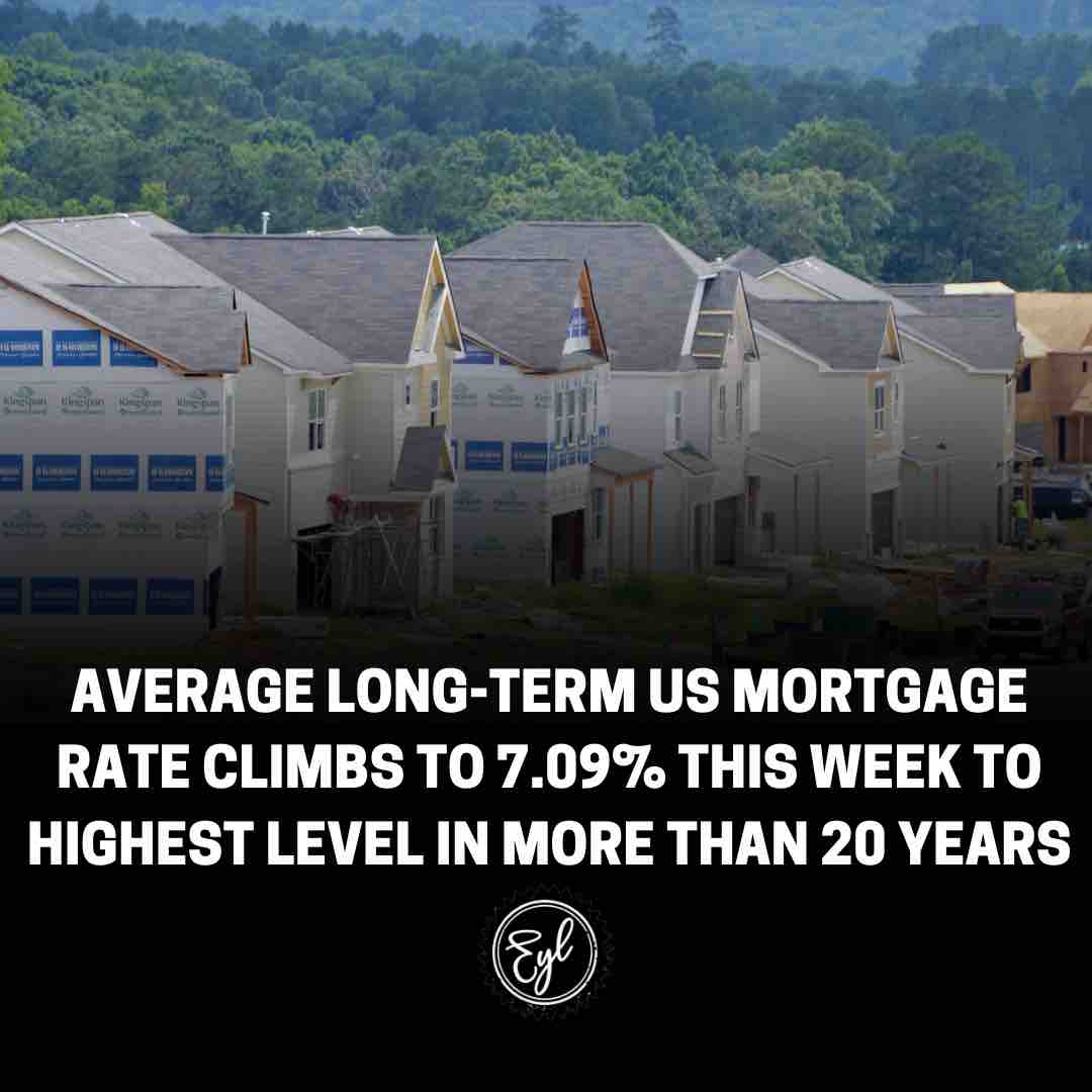 This week, the average long-term US mortgage rate surged to 7.09%, marking its highest level in over two decades. This significant increase is likely to impact the housing market and prospective homeowners, drawing attention to the evolving economic landscape.

Thoughts?