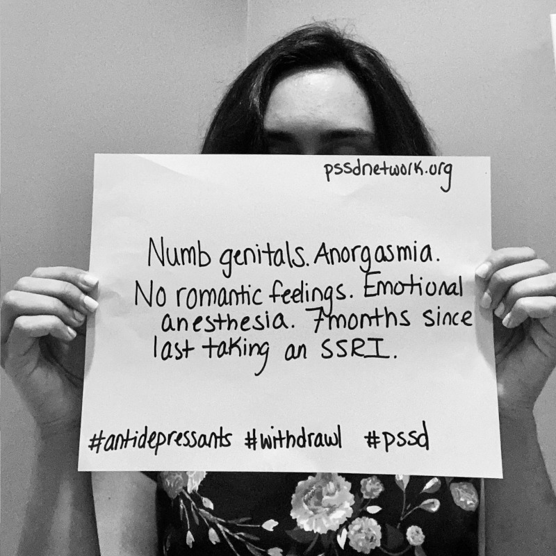 PSSDNetwork's tweet photo. SSRI and SNRI antidepressants can cause persistent side effects even years after the medication has been stopped. 

Symptoms include, but not limited to: A loss of sex drive, numbness in the genitals and emotional blunting.

This syndrome is known as Post-SSRI Sexual Dysfunction