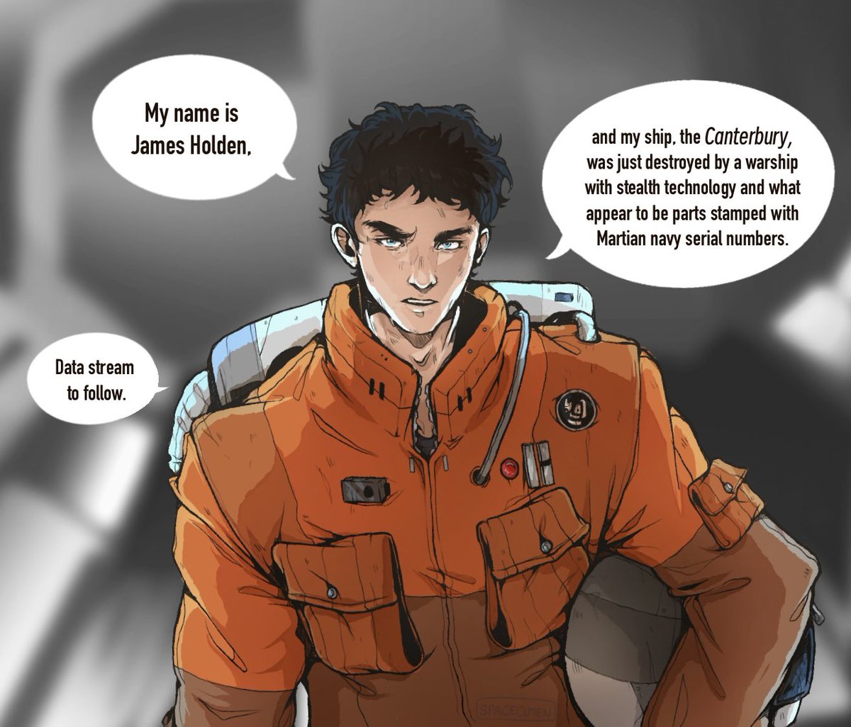 spacecimen's tweet photo. My name is James Holden.

#TheExpanse #TheExpanseseries #Leviathanwakes #book #TheExpanseBook #JamesHolden #JimHolden #ScienceFiction #CLIPSTUDIOPAINT https://t.co/Jn4UwJTAwF
