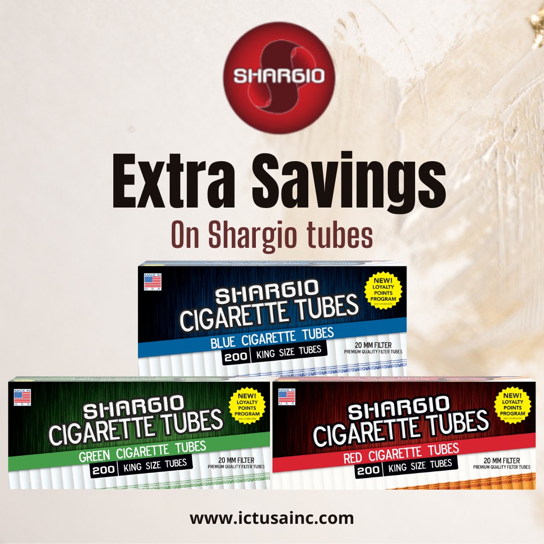 ShargiotubesU's tweet photo. Roll your own tubes and save extra on Shargio tubes!! . 
.
.
.

@Trading_Inter
.
.
.
.
#smokingtubes #smokers #ictusa #cigarette #CigaretteTubes #ictusa #wednesdayvibes #CigaretteTubes #shargio #unitedstates #tobaccoshop #smokingtubes #smokers #tobaccopipe https://t.co/qXx7pbrzrK