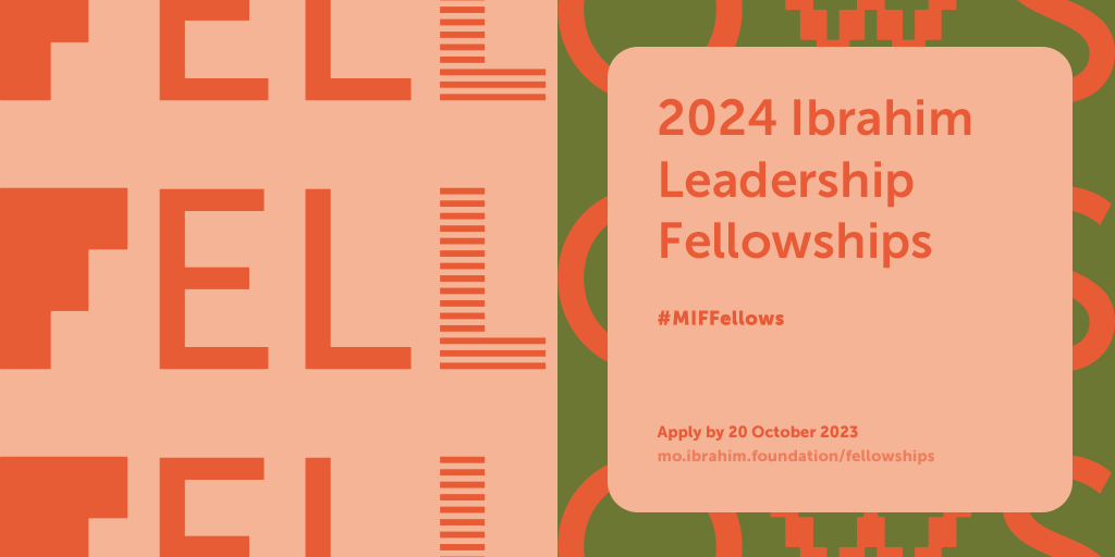 Mo_IbrahimFdn's tweet photo. Applications for our 2024 Ibrahim Leadership #Fellowships are now open.

#MIFFellows work with international institutions, develop key skills, and contribute to research and policy design. 

Visit our website now to find out more and apply. ⬇️

https://t.co/sqm44hCOw5 https://t.co/MmPWL56uZ3