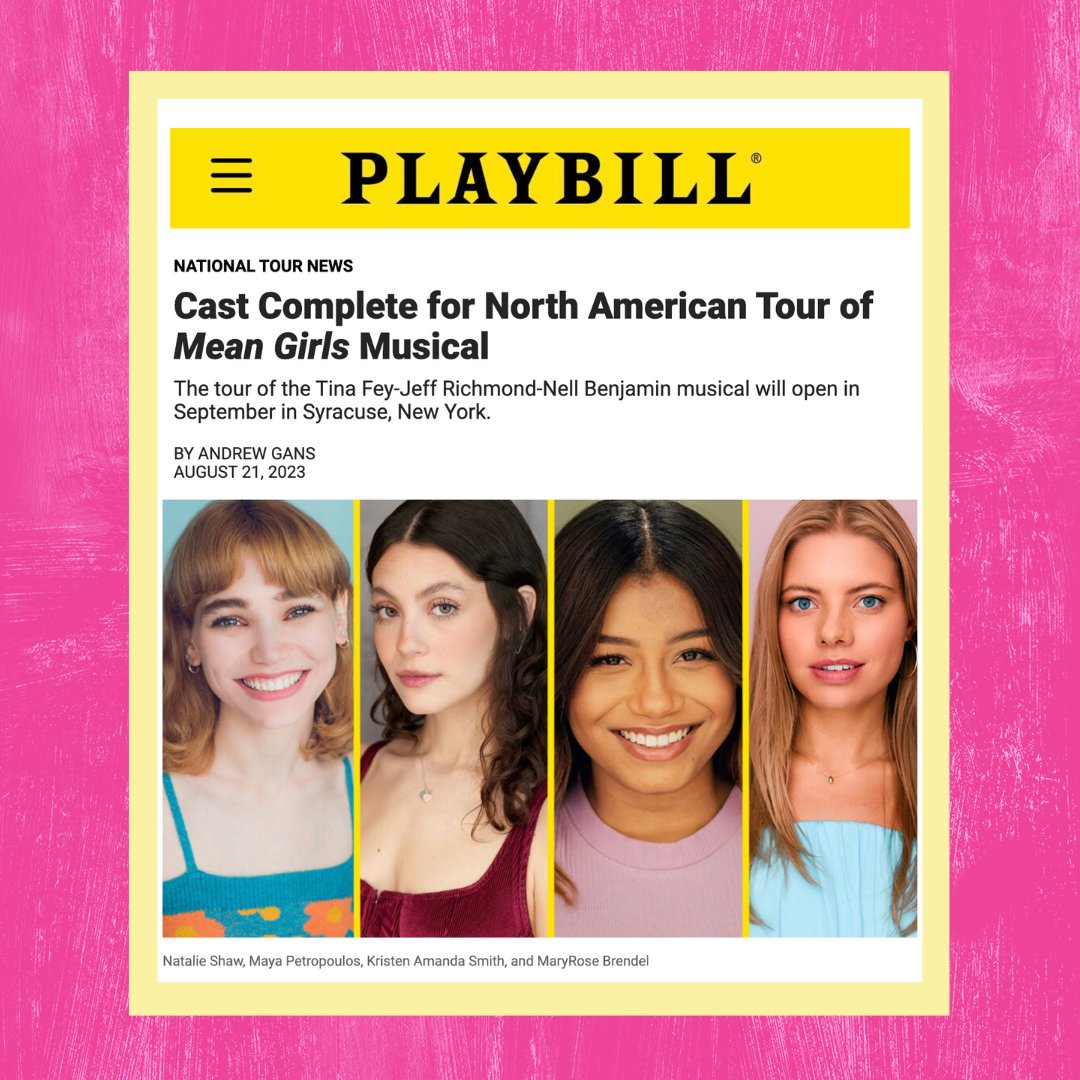 Get in losers, we’re going on tour again! #MeanGirlsMusical 
Read more and see if we're coming to a city near you:  
playbill.com/article/cast-c…