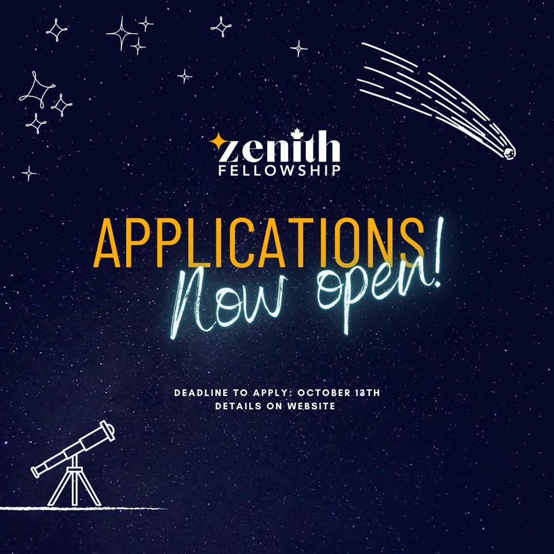 Make all your space dreams come true! ✨ Apply to the Zenith Fellowship and jump start your space career 🚀 Come work at our awesome host orgs, get matched with a space mentor, and join a class that will take your career to new heights! Deadline October 13th at 11:59 pm