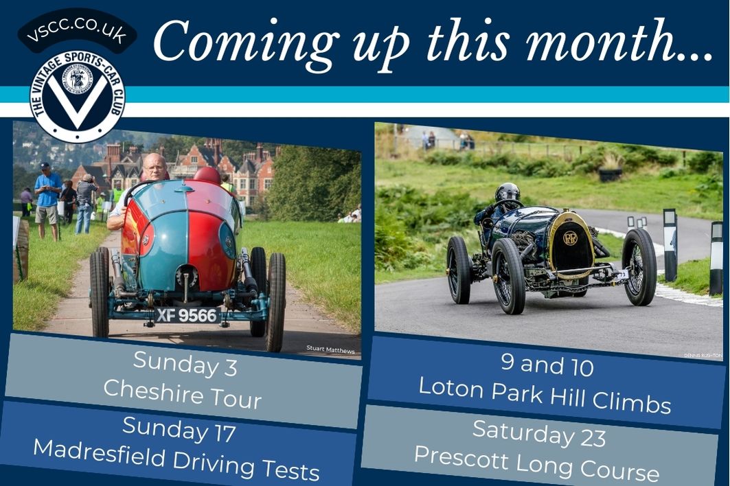 thevscc's tweet photo. This month sees the VSCC Speed Championship reach its conclusion, alongside the beloved Madresfield Driving Tests, and first time Tour - Cheshire.
Further information and tickets for the events can be found on the Club events page, https://t.co/FQFTKxJ4rb
#vscc #eventthismonth https://t.co/zbE84SHfx4