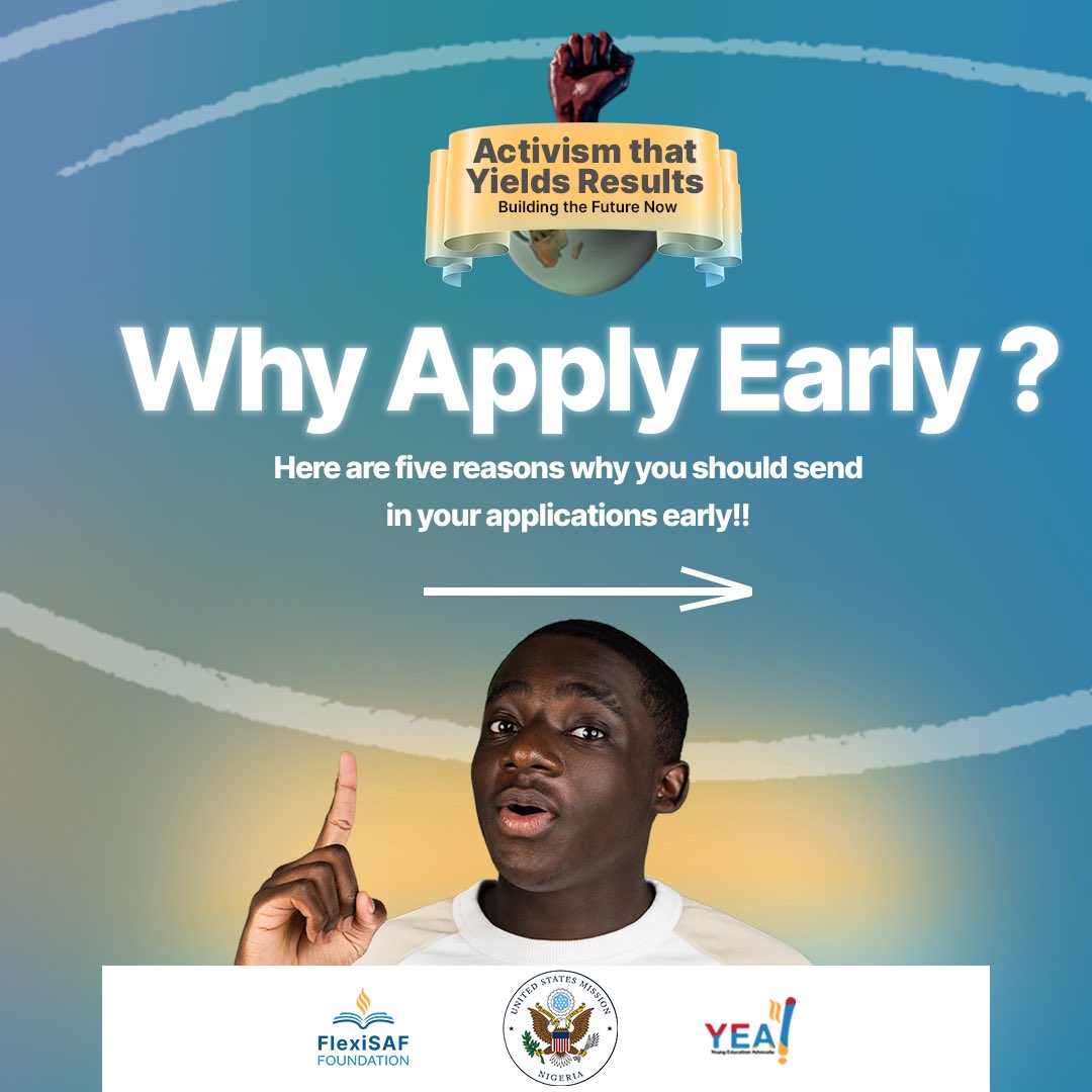 Flexisaf_fdn's tweet photo. Ready to rise above the rest?💪Swipe to find out why sending in your applications early is your ticket to success! Get ahead, make a statement, and enjoy the ride stress-free! 

Start your application now! Link below 👇 

https://t.co/5FNU7vlAvq

#EarlyBirdGetsTheSpot #Youth https://t.co/9zqq87jGLm