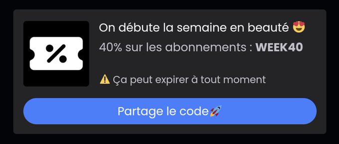 40% de r&eacute;duction sur MYM ! Profite en 😘 plus de 1000 m&eacute;dias disponibles 🔥  ➡️ https://t.co/x9iRKnZeZZ  #laetiluxure<a href="/tag/mym"class="tags"><span>#mym</span></a><a href="/tag/codepromo"class="tags"><span>#codepromo</span></a><a href="/tag/laetiluxure"class="tags"><span>#laetiluxure</span></a><a href="/tag/laeti_luxure"class="tags"><span>#laeti_luxure</span></a>