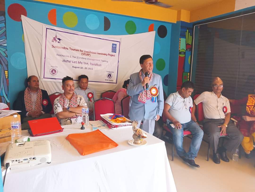 STLRPNepal's tweet photo. 3 days Restaurant &amp; Bar Standard Management Training in Byas, Tanahun from  August 18 - 20. 2023. A total of 35 participants from different hotels are participating in the program.
#NTB #UNDP @UNDPNepal #HAN #Training #restaurants #bars https://t.co/sHyaYznWti