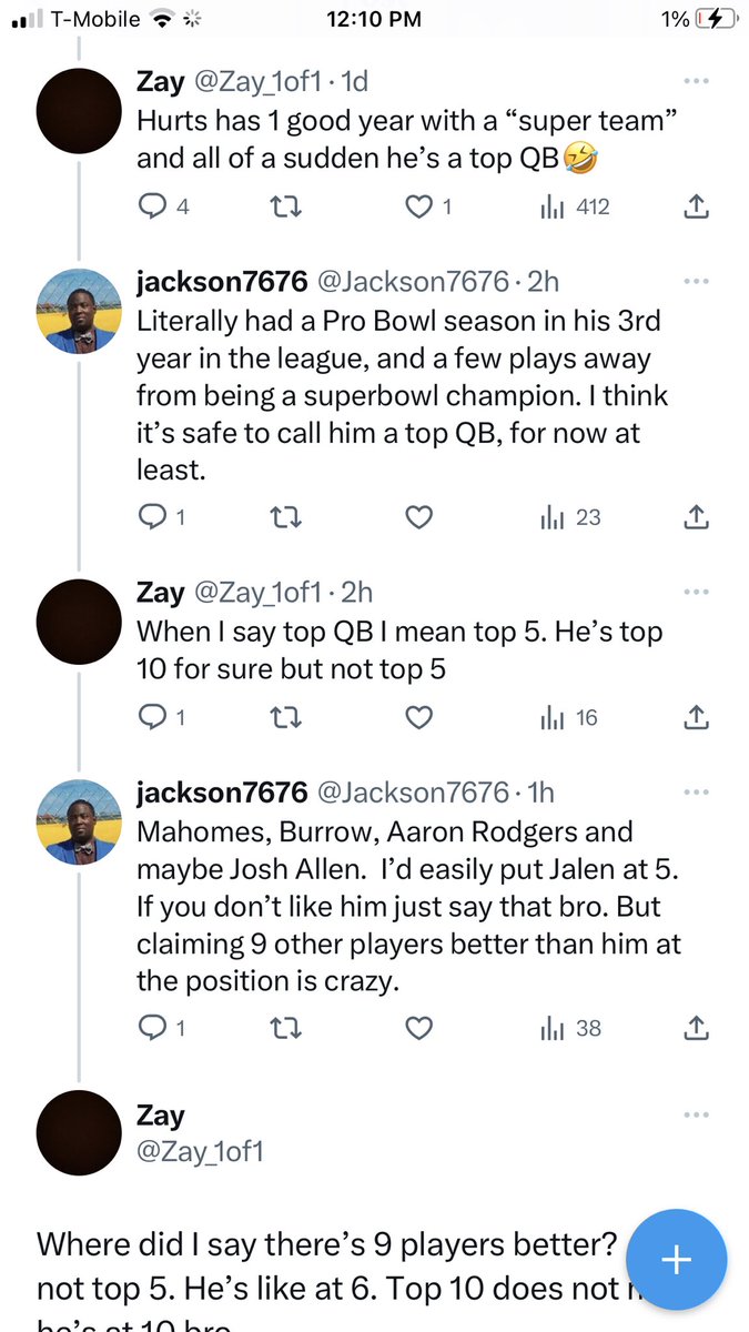 Jackson7676's tweet photo. @PHLEaglesNation I will forever cherish these “debates”. 
Complete nonsense. 😂
#FlyEaglesFly https://t.co/Ka81L1Yas2