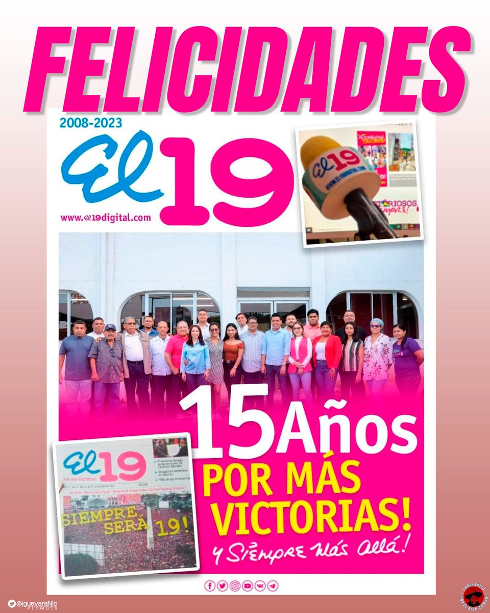 KeyciMalibu's tweet photo. Un Saludo para la Familia de el  @el19digital es sus 15 años comunicando con veracidad al pueblo de #Nicaragua 

Vamos por más Victorias ✊ https://t.co/THhcEdVRsf