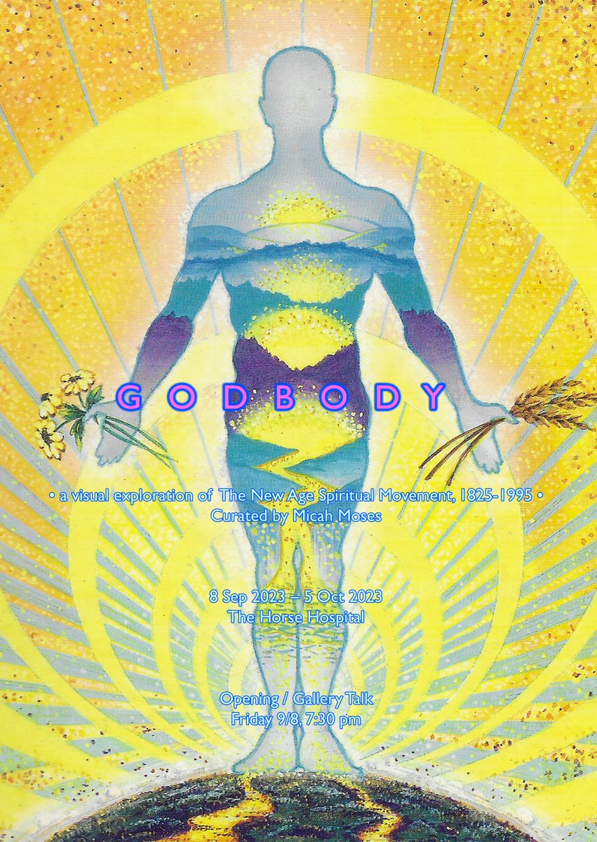 *Upcoming Exhibition* Godbody Opening event: 8th Sept 7.30pm Exhibition runs 9th Sept - 5th Oct An exploration of the New Age spiritual movement 1825-1995. Curated by Micah Moses, host of 'The Music of Mind Control' on our favourite radio station, @WFMU