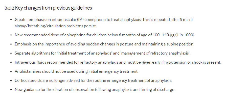 Review of the 2021 <a href="/ResusCouncilUK/">Resuscitation Council UK</a> guideline for the emergency treatment of anaphylaxis

These are the new changes for children 👇 

ep.bmj.com/content/108/4/…