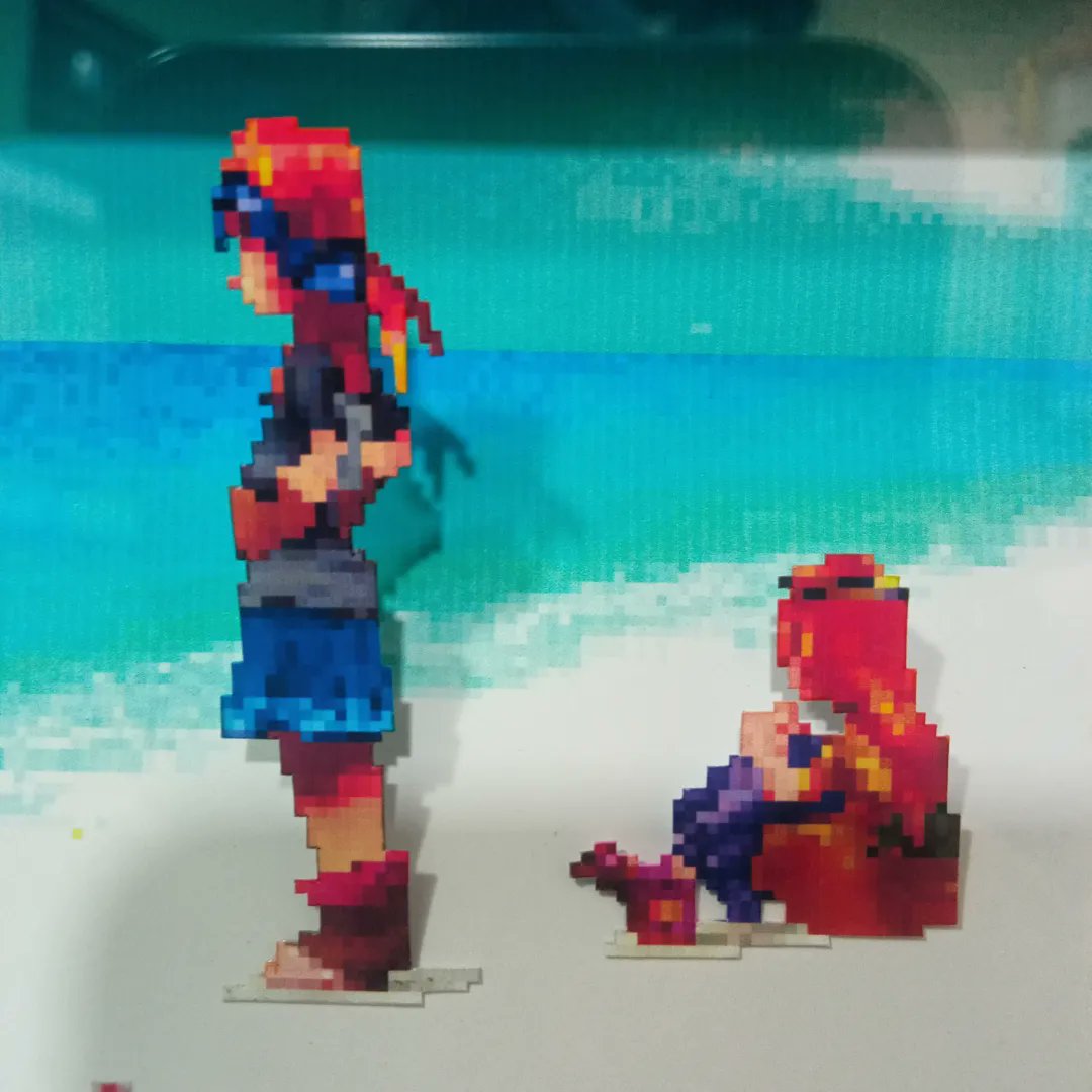 LuArts3D's tweet photo. Chrono Cross Opassa Beach Serge &amp; Leena Diorama

Tudo cortado e montado a mão, moldura em madeira e proteção em vidro.

Tirado direto do jogo cada pixel, eu deixei o a cena mais ampla pra caber tudo na moldura sem ter que esticar 😁.

Curtiu? Da uma força e compartilha ❤️‍🔥 https://t.co/Z0MDHOkQfL
