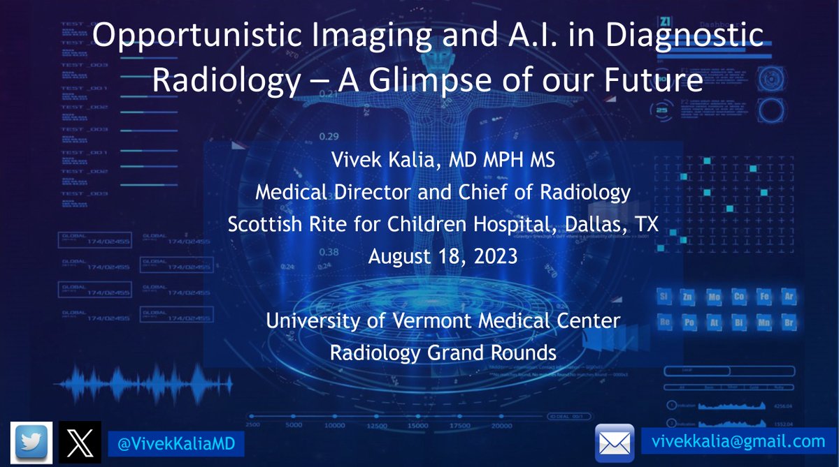 VivekKaliaMD's tweet photo. I am grateful. 

Not everyone gets a chance to go back home to where they trained and help to teach the next generation. 

So honored to have been invited for a #VisitingProfessorship at @UVMMedCenter.

Thank you Dr. DeStigter, Dr. Ali, and Chief Resident Dr. Marchese! You are all family to me. 

Sorry to have missed some of my MSK and Peds MSK best friends - @dflemosmd, Mark Lach, and Tim Higgins!

#MSKRad #OpportunisticImaging #AI #Radiology