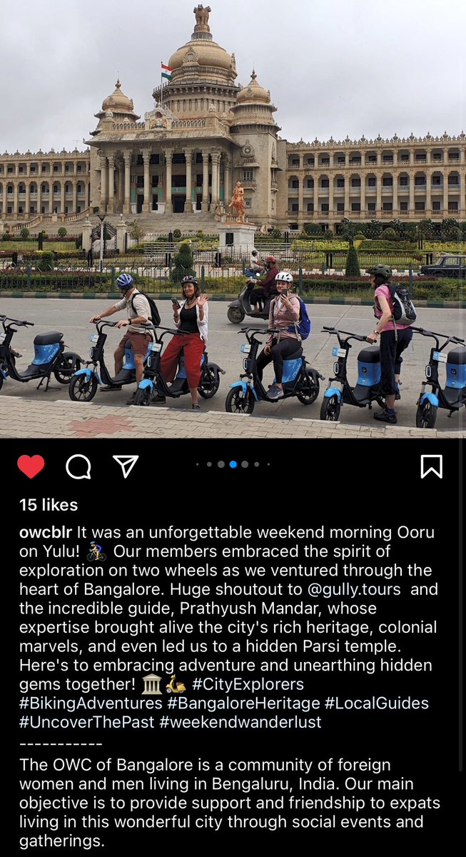 From heritage tours to thindi hopping, you can now Yulu it in 
Namma Bengaluru! 

#heritagetours #thindihopping #nammabengaluru #ev #micromobility