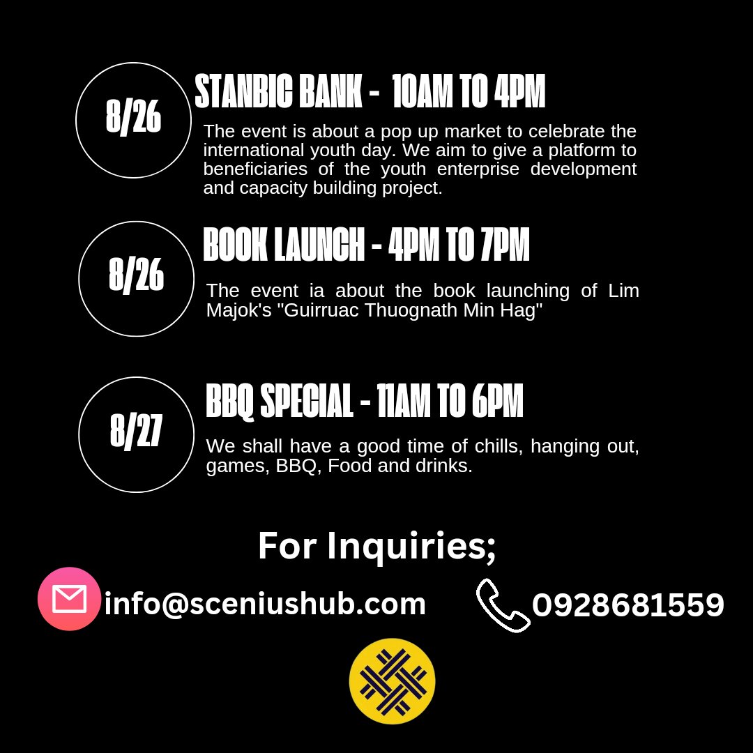 SceniusHub's tweet photo. Events at Scenius Hub this week. Mark your calenders🤩 https://t.co/RurRWkb5O0