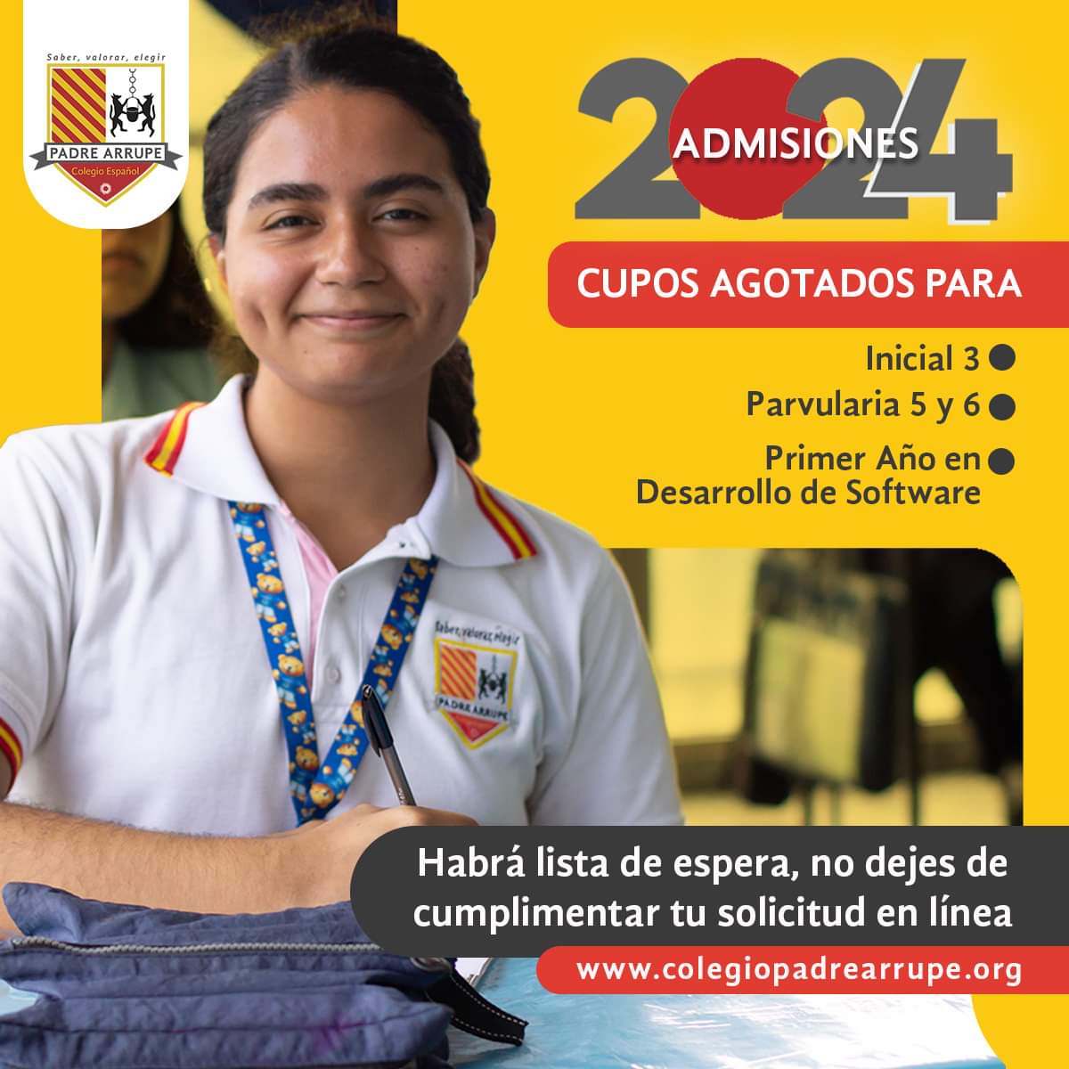 VaneMndza's tweet photo. ¡Los cupos se están agotando! ⚠️

No esperes más e ingresa hoy a https://t.co/TduoKygWWU descarga el prospecto y llena tu requisición para iniciar tu proceso de admisión 2024. 🤩

#SomosArrupe #Admisiones2024 https://t.co/LWZfT73TTJ