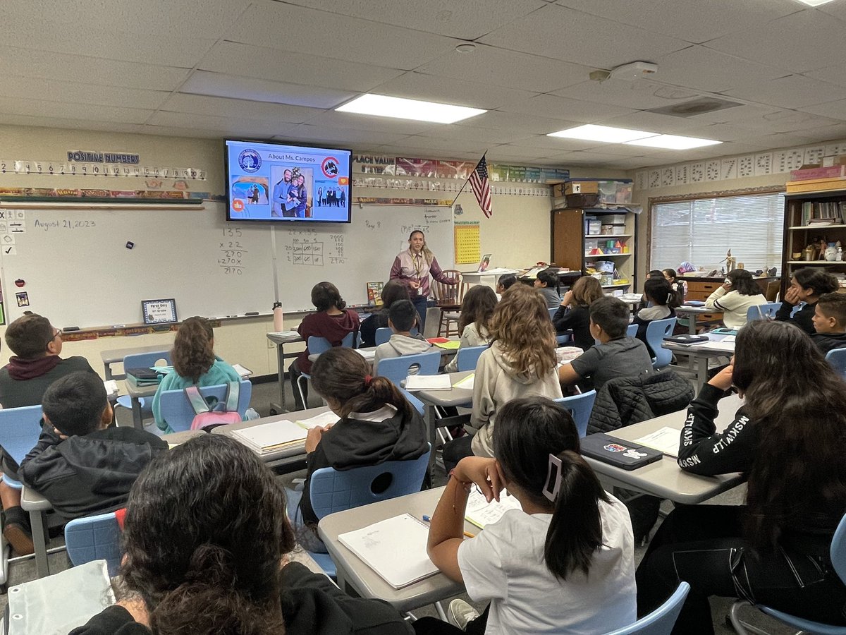 Our amazing counselor, @CounselorCampos, introducing herself to students at @BeesArbolita and making connections. #LHCSD